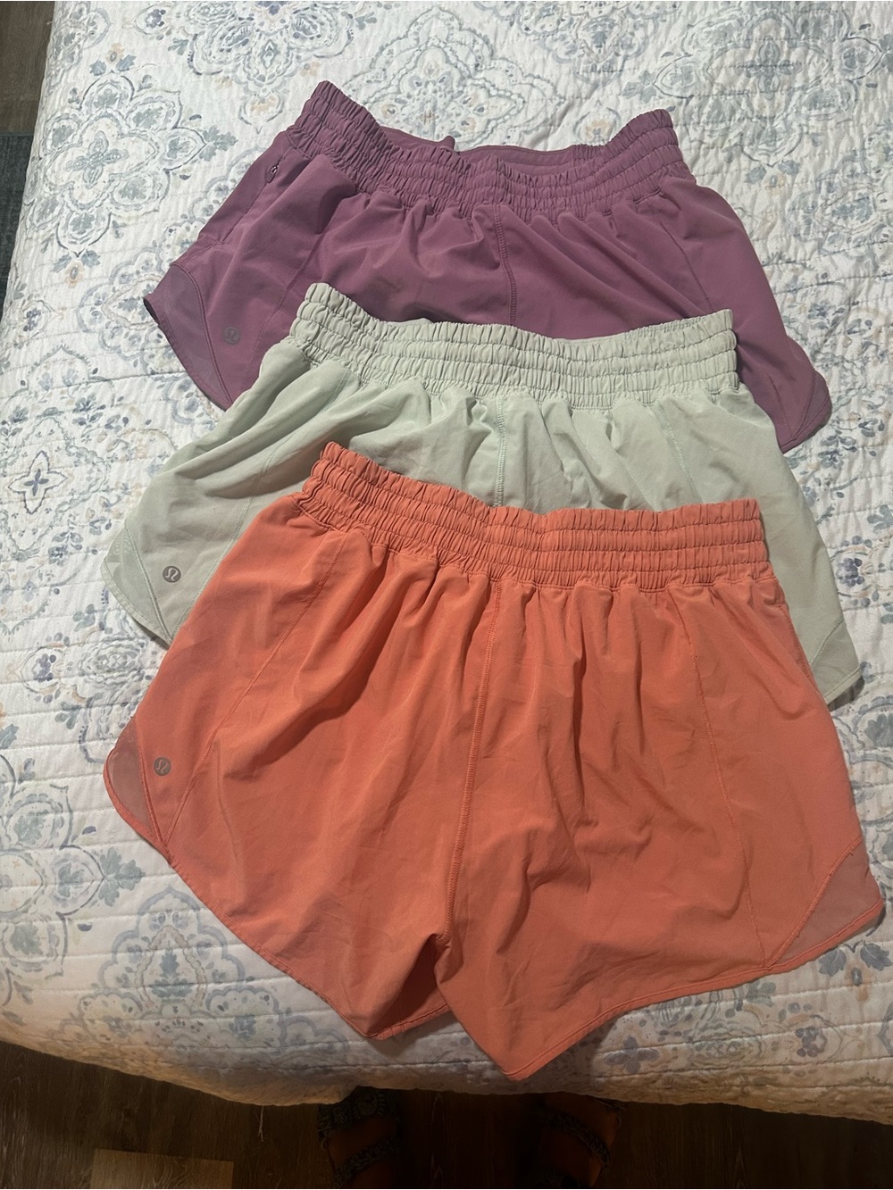 lululemon athletica Women's Athletic Shorts - Coral, Sage, Plum.